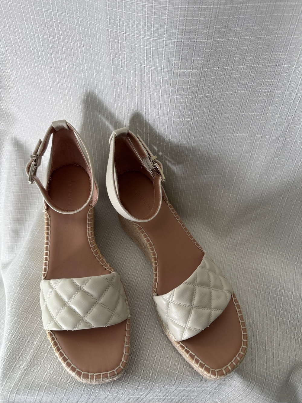 Nordstrom Women’s Cream Quilted Ankle-Strap Wedge Sandals